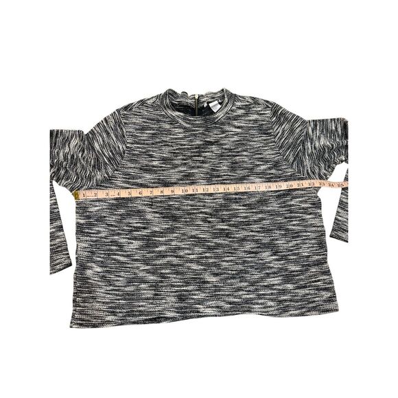 Women H&M Long Sleeve Black & White Crop Top Size XL Zipper Back Knit Sweater - Picture 7 of 7
